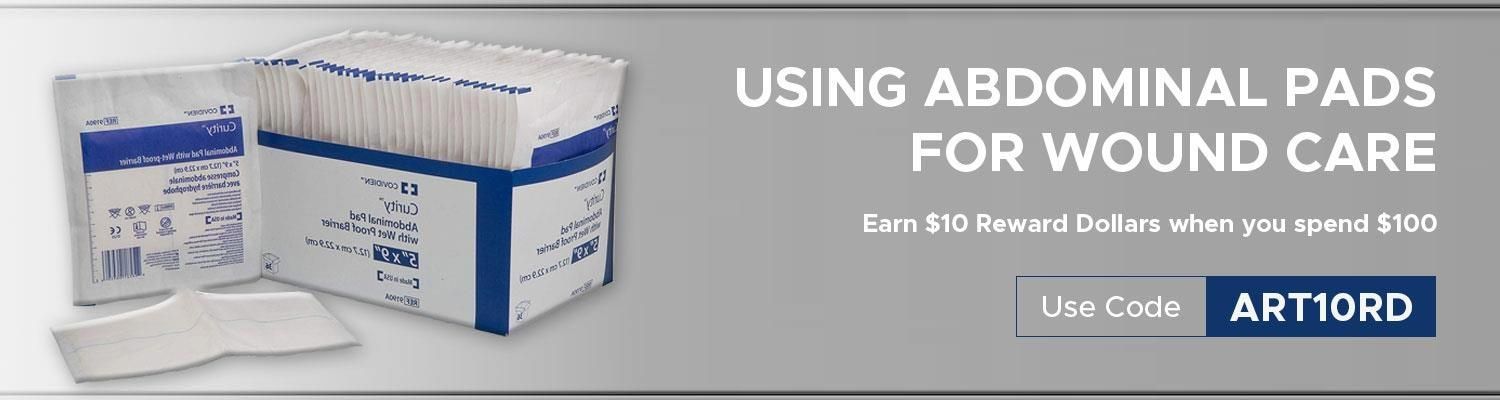 Abdominal ABD Pads 5 x 9 Extra Absorbent Sterile Dressings, Medline