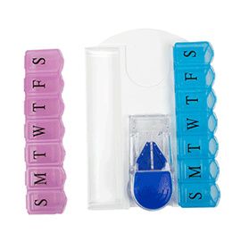 Vive Medicine Holder - Weekly and Daily Pill Organizer with Box Case - Splitter