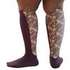 Xpandasox Plus Size/Wide Calf Cotton Blend Leopard Panel Knee High Compression Socks