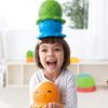 Weplay Up On Top Balance Toy can stack 2 or 3 pieces on the head