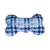 Mirage 6-Inch Plush Bone Dog Toy - Blue Plaid