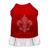 Mirage Silver Fleur De Lis Rhinestone Dog Dress in Red With White Color