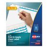 Avery Print & Apply Index Maker Clear Label Dividers with Easy Apply Printable Label Strip and White Tabs - AVE11556