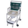 Healthline Deluxe Drop Arm Vacuum Seat Shower Commode Chair With Footrest And Wheels