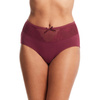 QT Intimates Modern Panty With Lace Insert - Bordeaux