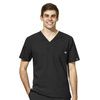 WonderWink W123 Men's V-Neck Top - Black