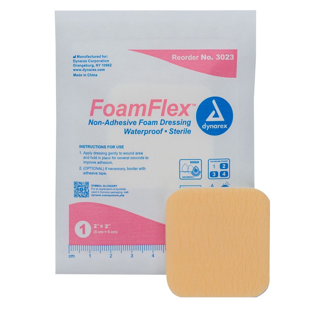 Dynarex FoamFlex Non-Adhesive Waterproof Foam Dressing