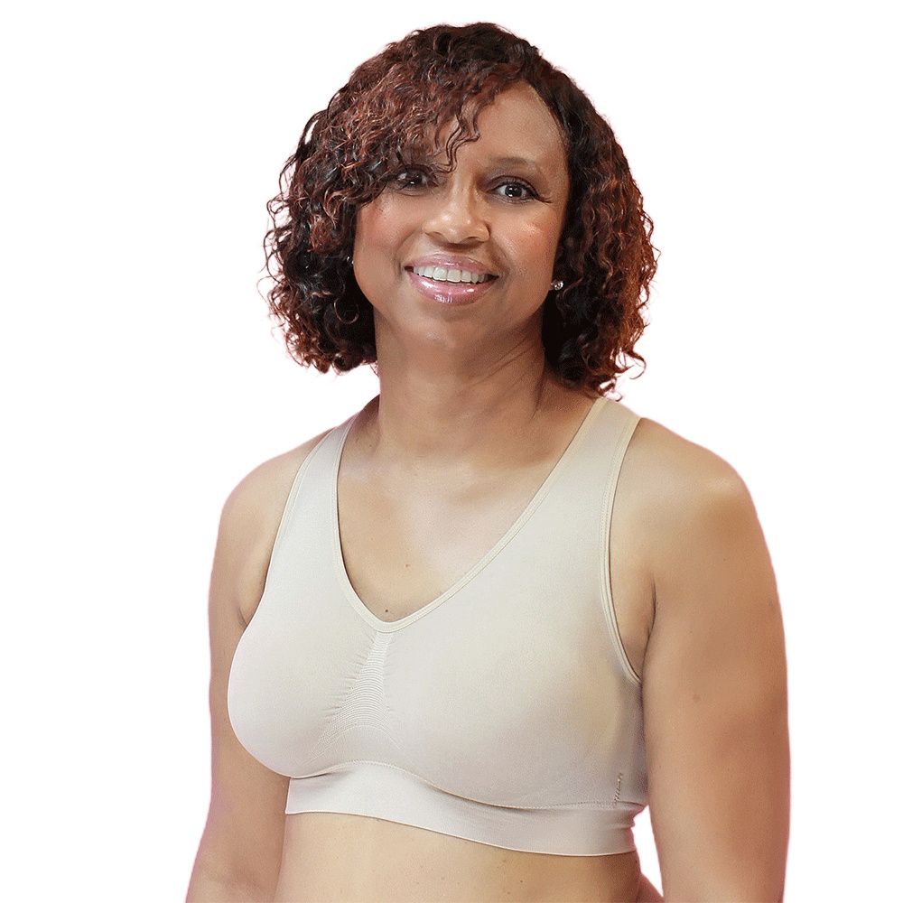 Double Mastectomy Bra with Molded Pad Inserts - Cotton Adjustable