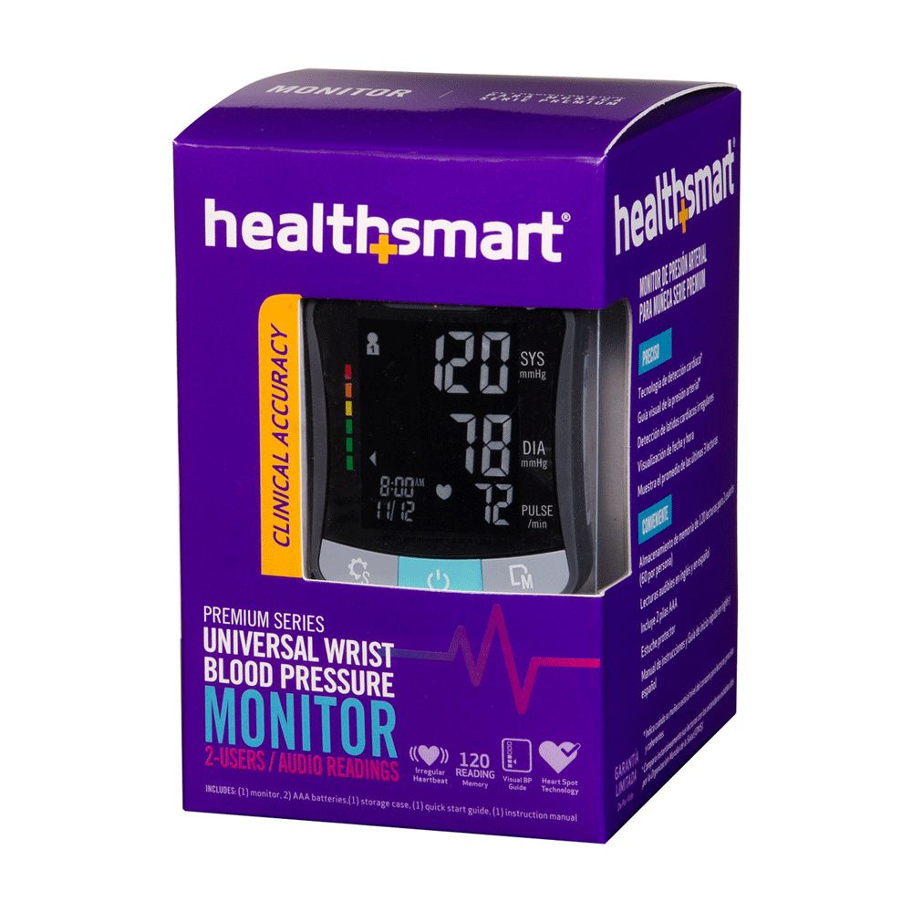HealthSmart Digital Premium Wrist Blood Pressure Monitor with Automatic  Wrist Cuff that Displays Blood Pressure, Pulse Rate and Irregular  Heartbeat, Stores up to 120 Readings
