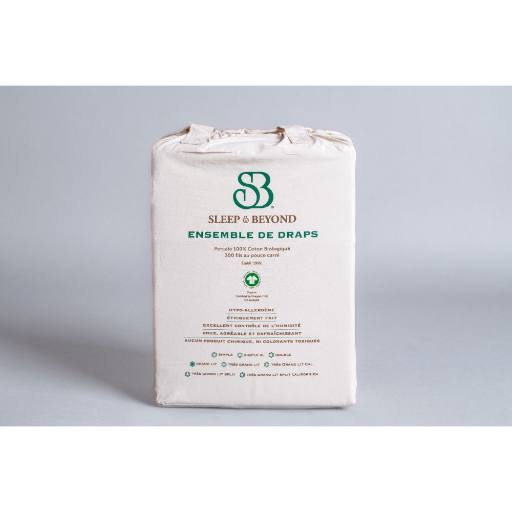 Sleep & Beyond Organic Cotton Percale Sheet Set - Crisp White - Twin