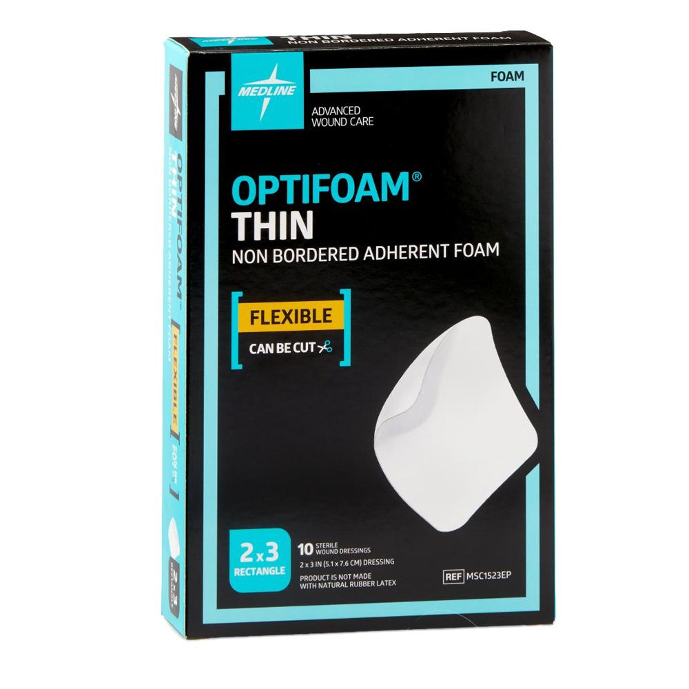 Optifoam Thin Adhesive Foam Dressing, 4 x 4 10/Box