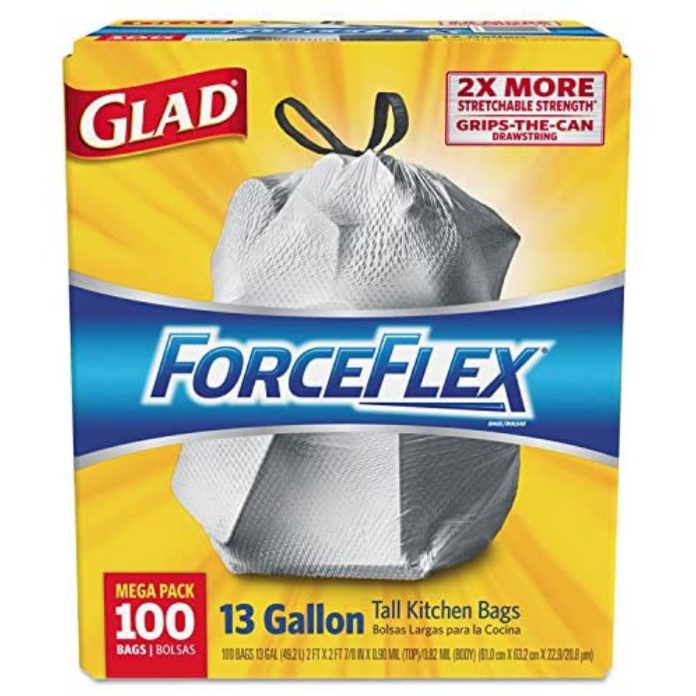 Glad ForceFlex Tall Kitchen Drawstring Trash Bags OdorShield Large