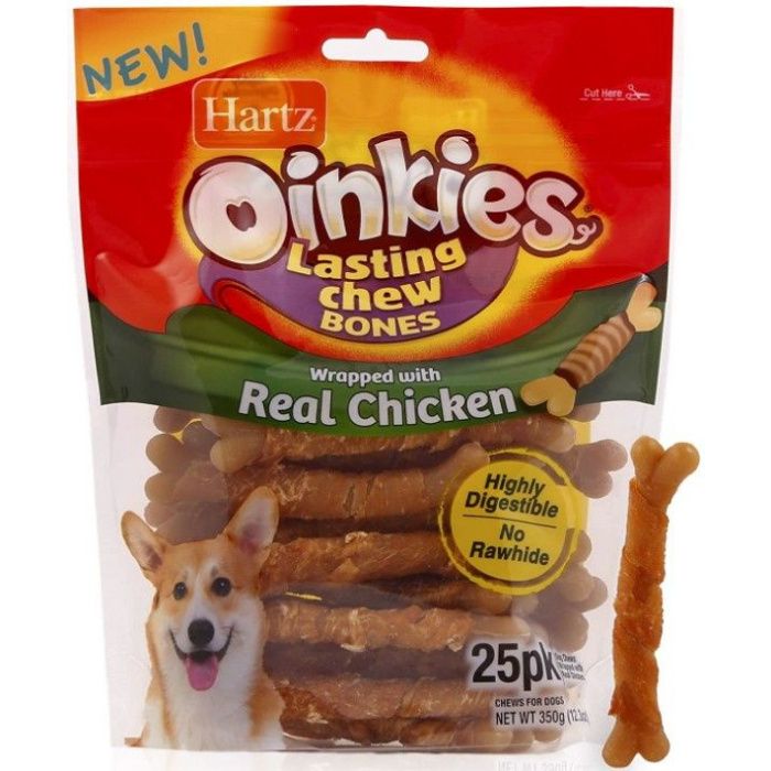 Hartz Oinkies Long Lasting Chew Bones Wrapped With Real Chicken