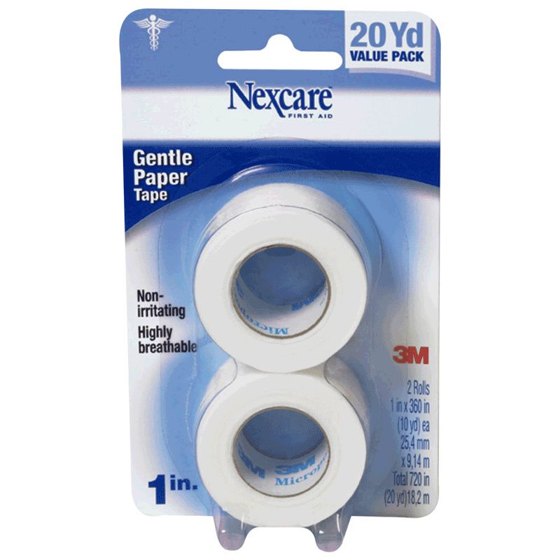 3M Nexcare Gentle Paper First Aid Tape,1 x 10yds, White,2/Pack,781-2PK