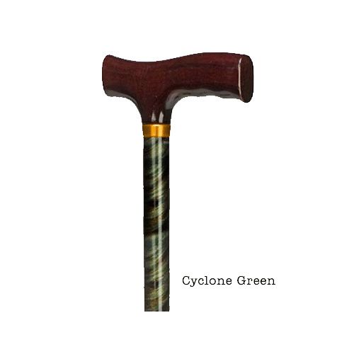 Adjustable Folding Fancy Cane with Derby Top Wood Handle