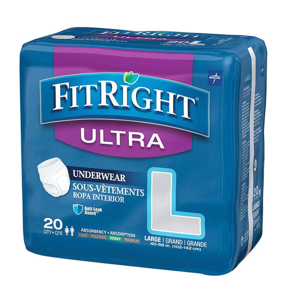 Medline FitRight Ultra Disposable Underwear L 20Ct