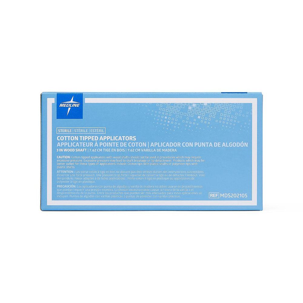 Medline Sterile Cotton Swab, 6 in., Plastic Shaft