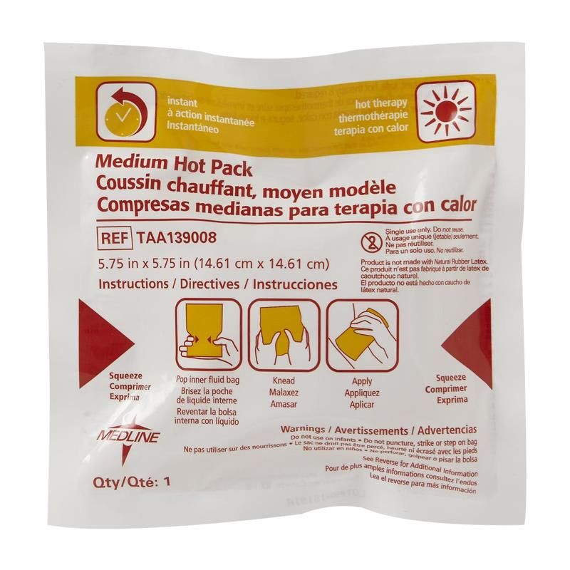 Medline Instant Disc Activated Hot Packs, 9L x 6W, Pack of 24