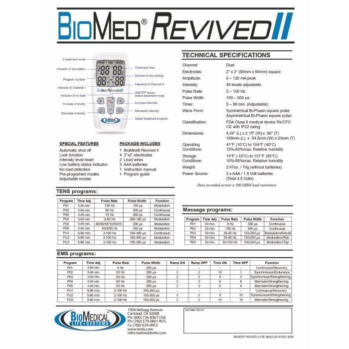 BioMed® Revived II TENS/EMS/Massage - BMLS