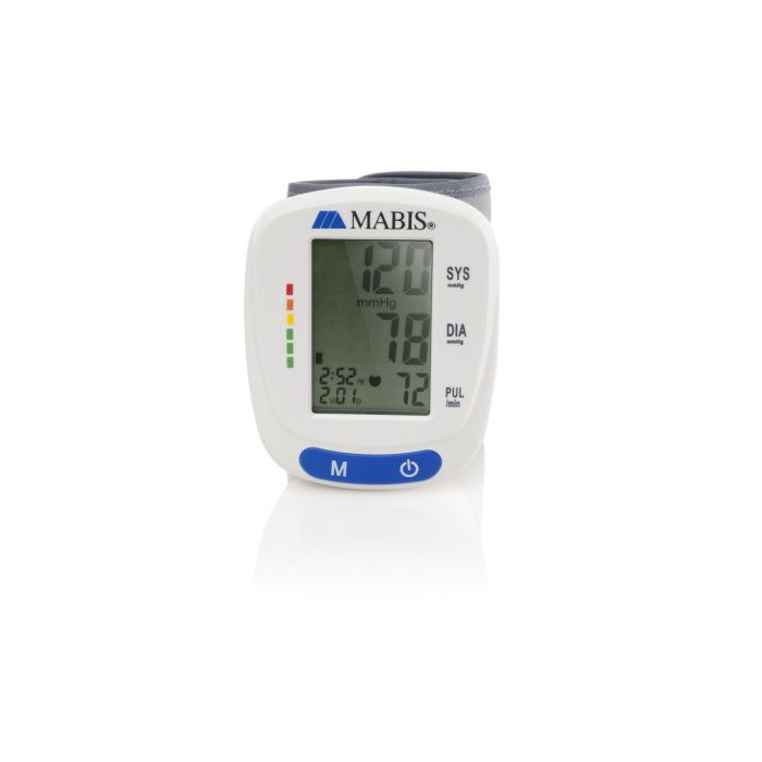 Mabis Adult Cuff Wrist Digital Blood Pressure Monitor White Device