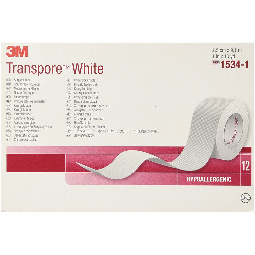 Buy 3M Transpore White Medical Tape - 1 x 10yd, 2 x 10yd