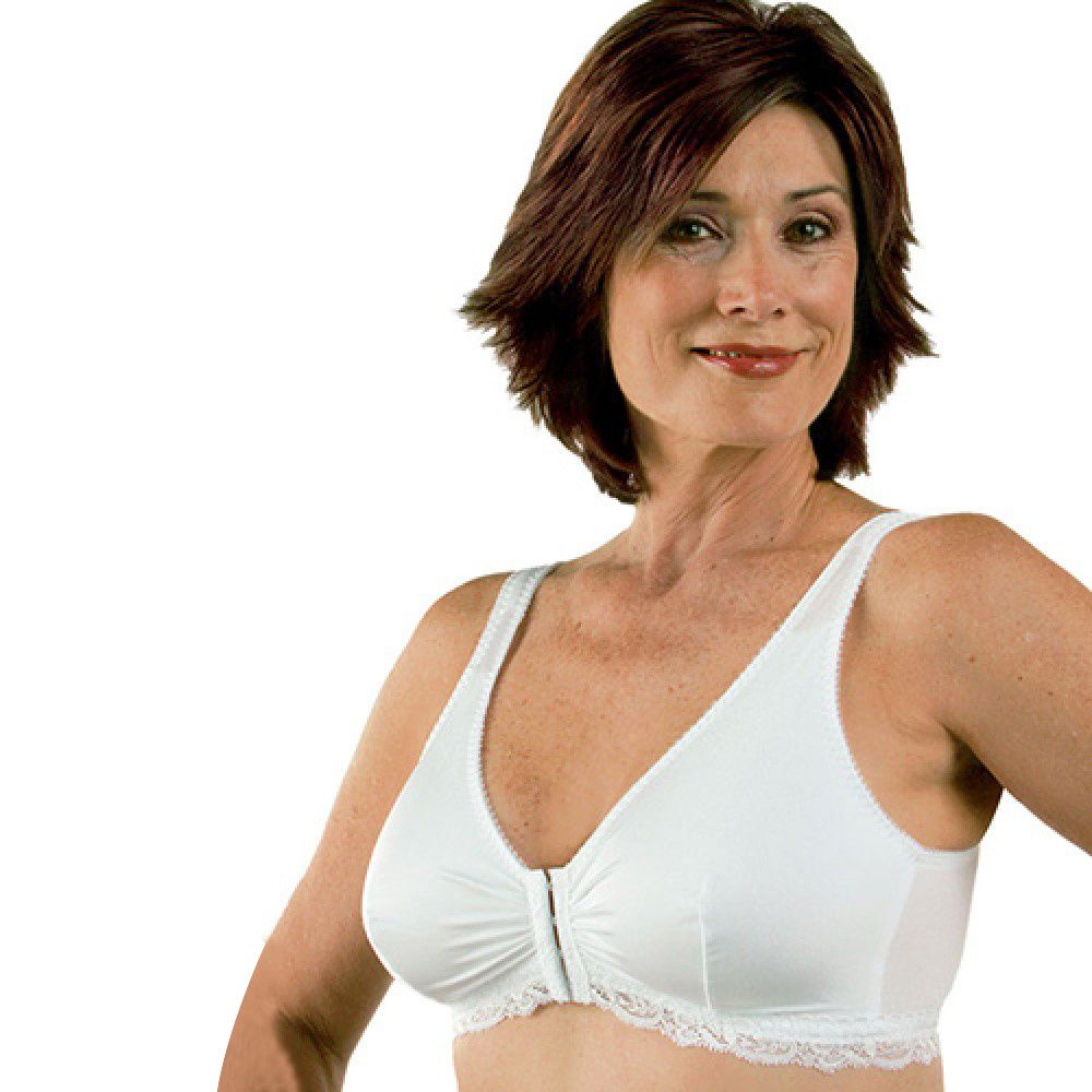 Underworks Double Mastectomy Bra with Molded Pad Inserts - Cotton  Adjustable Sleep and Leisure Bra - Padded Shoulders - White 