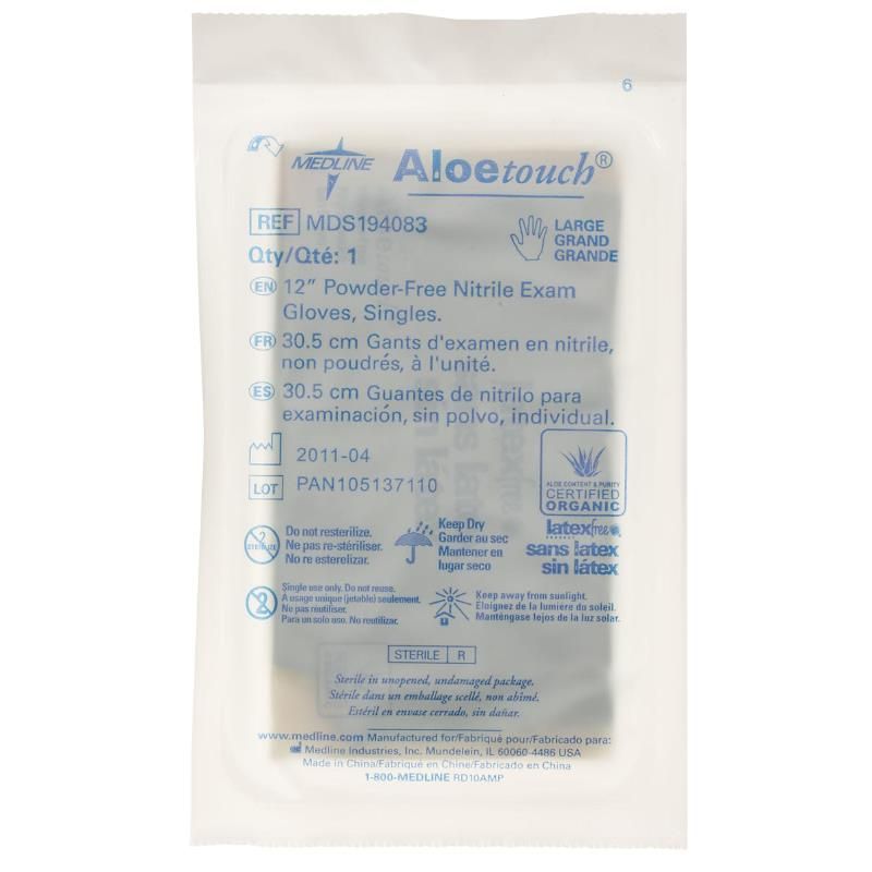 Medline Aloetouch 12 Inches Powder-Free Nitrile Exam Gloves