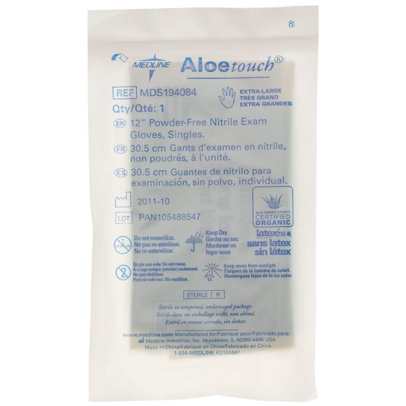 Medline Aloetouch 12 Inches Powder-Free Nitrile Exam Gloves