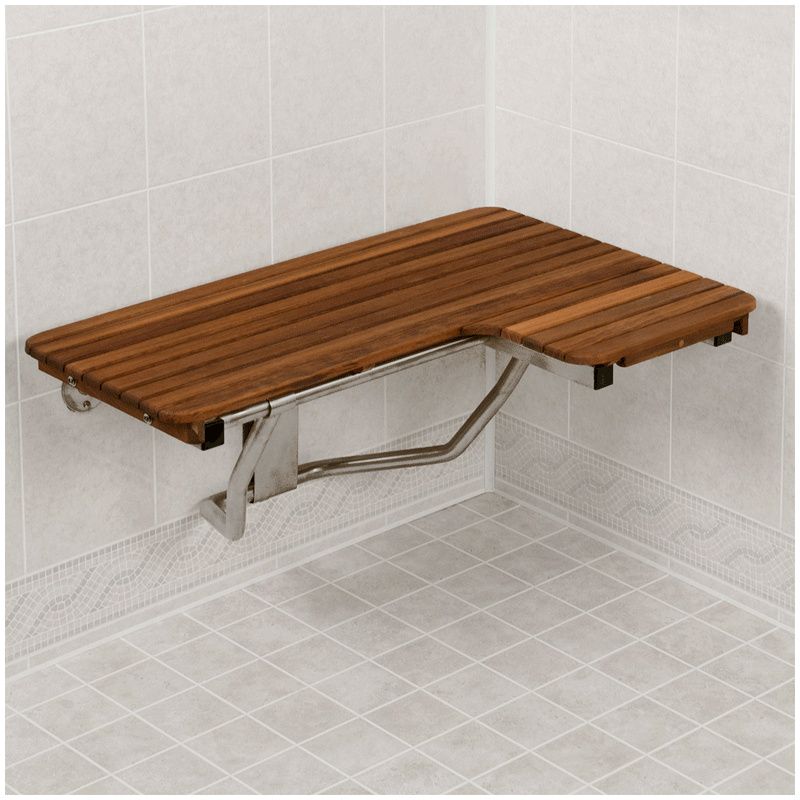 Teak folding shower seat with stainless steel discount frame