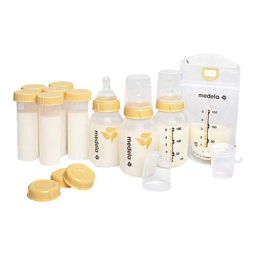 Medela Breastmilk Bottle Spare Parts with 3 Slow-flow Wide Base Nipples by  Me 