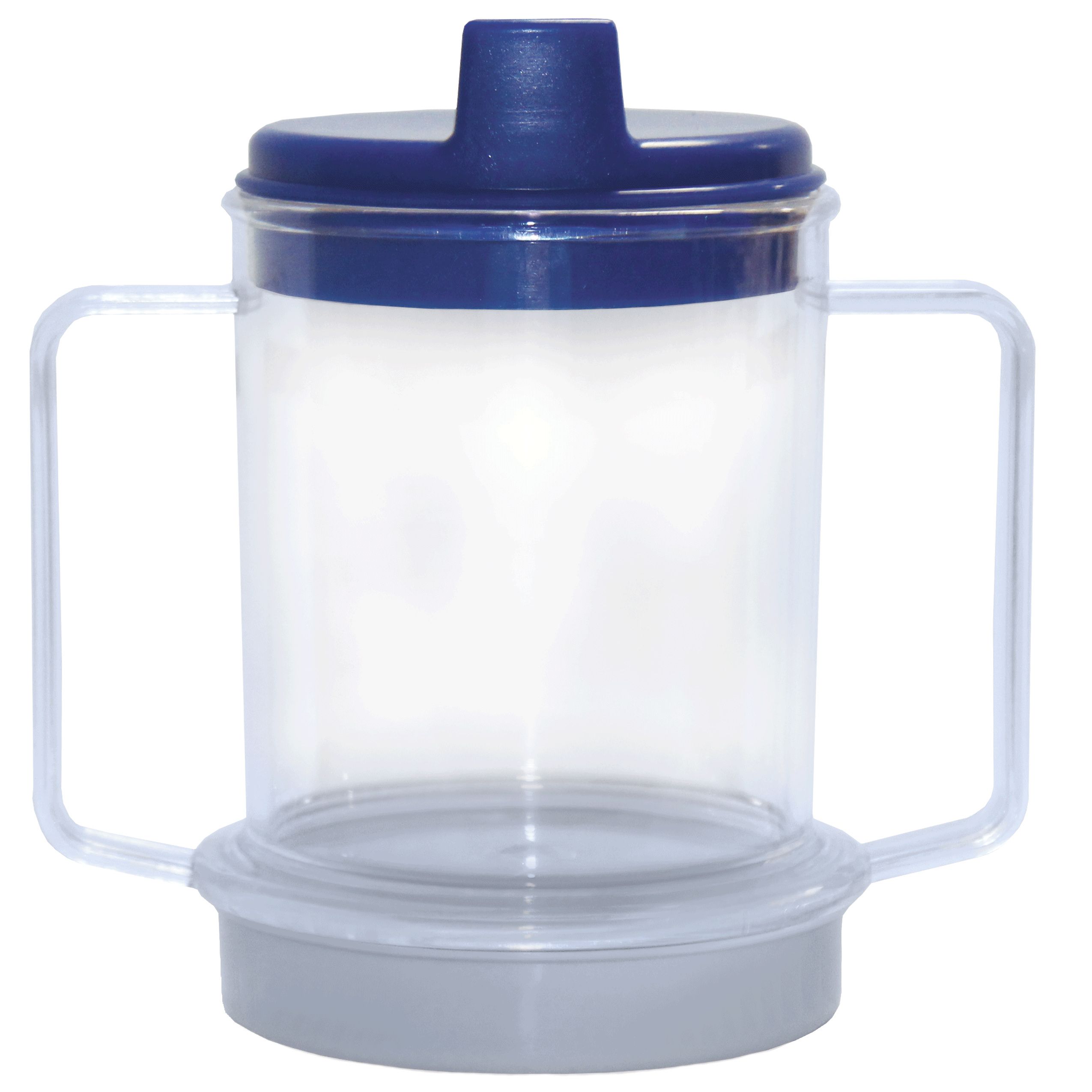 Independence Long Handle Clear Mug with Lids :: large, single handle cup  with no spill lids