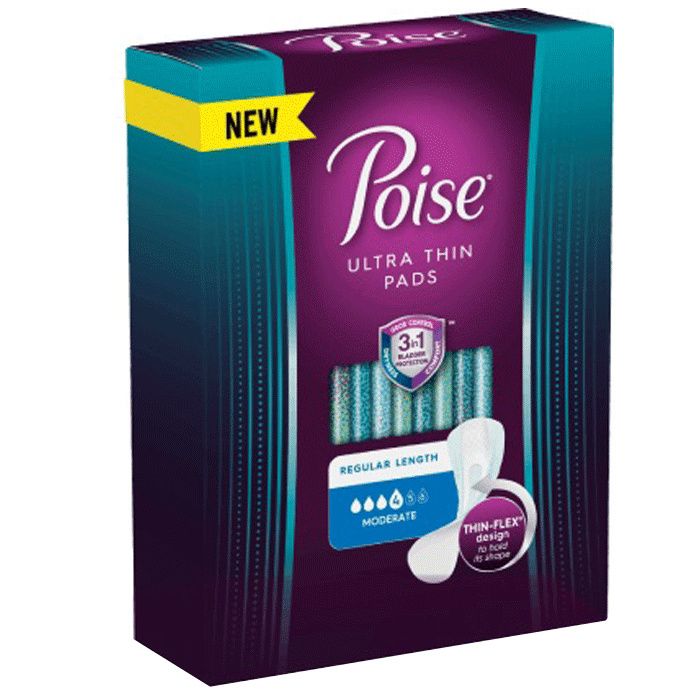 Poise Ultra Thin Incontinence Pads, Moderate Absorbency - Bladder
