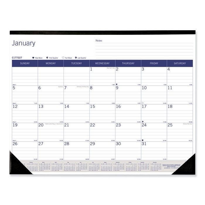Blueline DuraGlobe Monthly Desk Pad Calendar