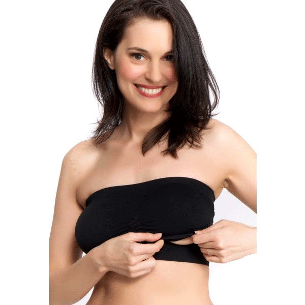 Q-T Intimates Seamless Pullover Nursing Bandeau Bra with Removable