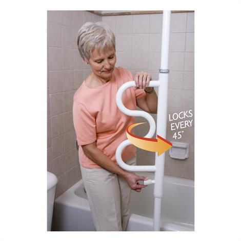 Bathtub Security Pole & Curve Grab Bar - Senior Bath Safety