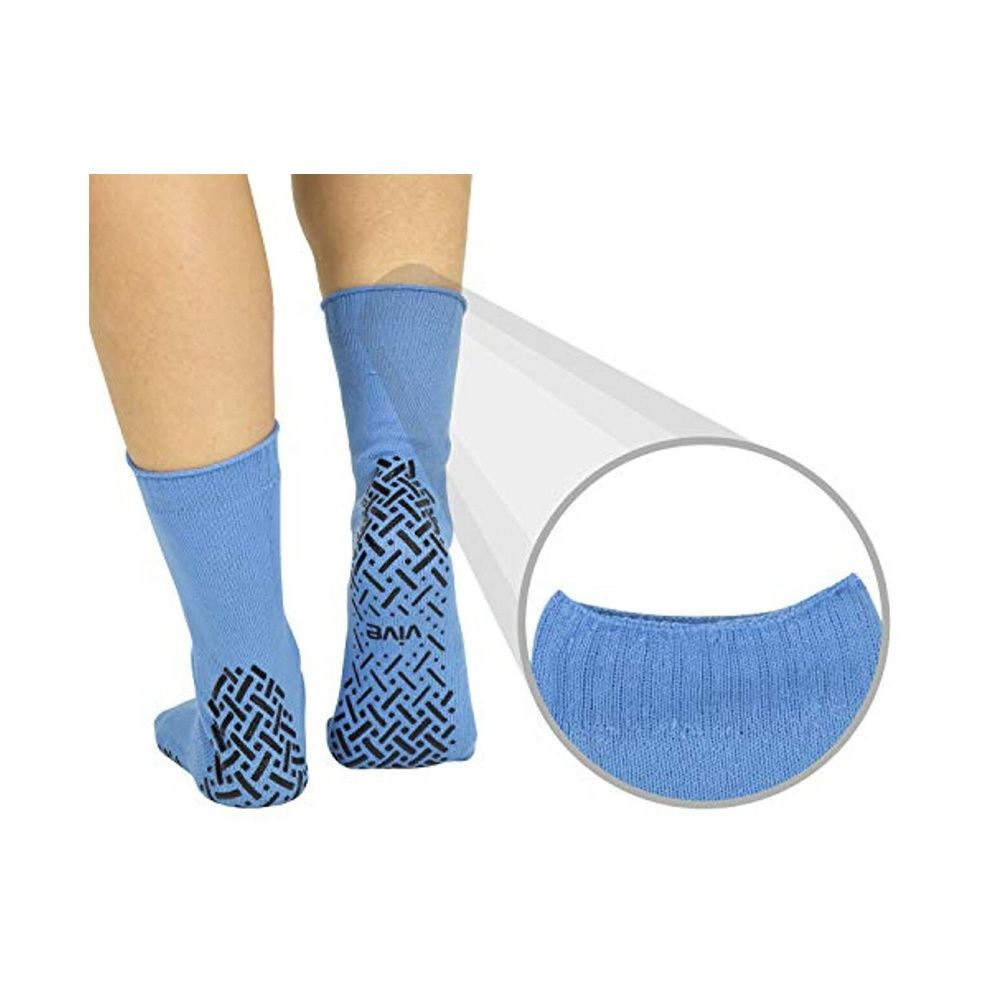 Vive Non-Slip Hospital Socks (6 Pairs) - Anti Skid Rubber Grip, Yoga For  Men, Women