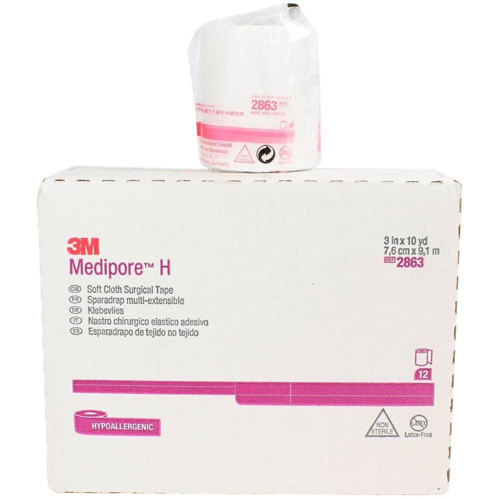3M Medipore H Soft Cloth Surgical Tape, 6 inch x 10 yard, Case of 12 Rolls