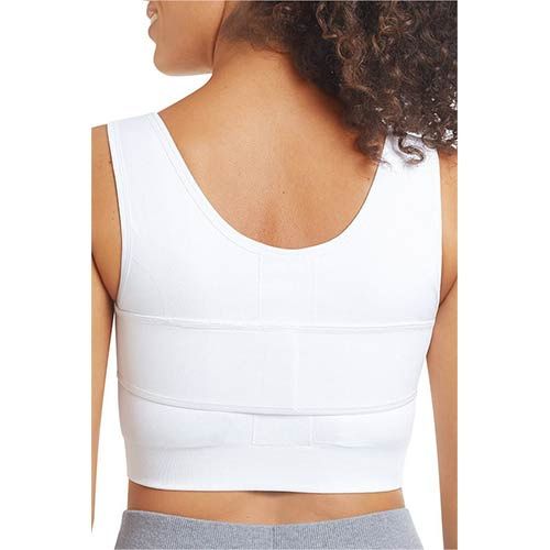 Women Post Surgery Front Fastening Sports Bra With Wide Back Support-white