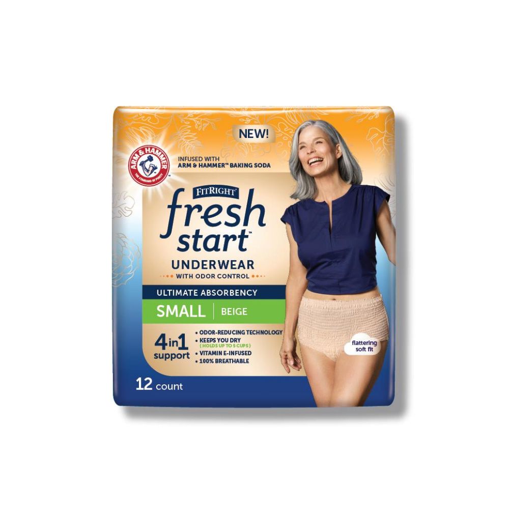 FitRight Fresh Start Protective Underwear for Women, Beige, Small