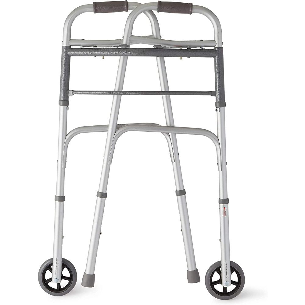 Medline MDS86410XWW - Bariatric Folding Walker with 5 Wheels