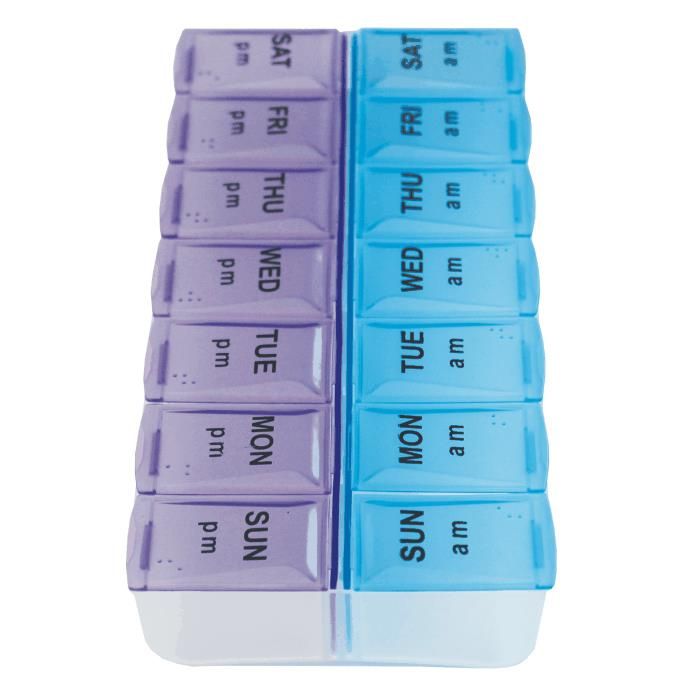 Large 7-Day / 28 Compartments Neoprene Pill Box with Designer Storage –  Made Easy Kit