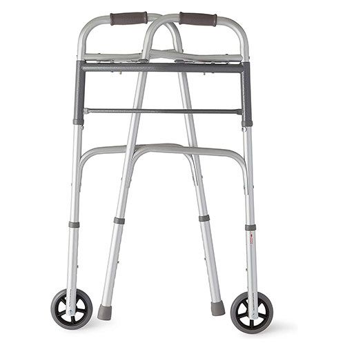 Medline TwoButton Folding Walkers 5'' Wheel