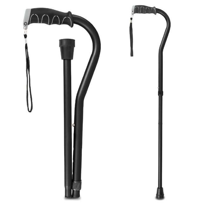 Walking Cane with Offset Handle - Adjustable Height - Vive Health