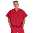 Medline Fifth Ave Unisex Stretch Fabric V-Neck Scrub Top with One Pocket - Red