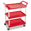 Rubbermaid Commercial Three-Shelf Service Cart - RCP342488RED