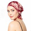 Chemo Beanies Gayle Burgundy Floral Pleated Print Head Scarf