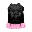 Mirage Angel Heart Rhinestone Dog Dress in Black with Pink Color