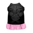 Mirage Clear Paw Rhinestone Dog Dress in Black with Light Pink Color