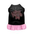 Mirage Happy Valentines Day Rhinestone Dog Dress in Black with Light Pink Color
