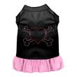 Mirage Heart and Crossbone Rhinestone Dog Dress in Black with Light Pink Color